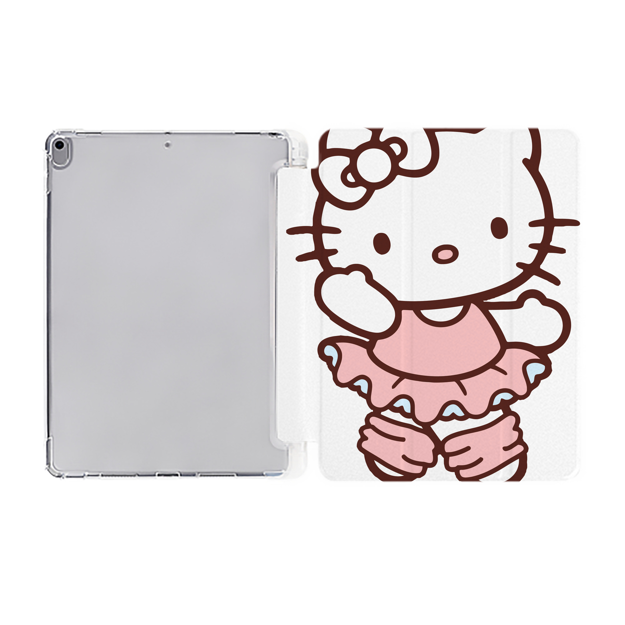（画像用） Hello Kitty ハローキティ IPad ケース ペン収納付き 三つ折りスタンド PUレザー×シリコン 対応機種9.5/10.5/10.9インチ